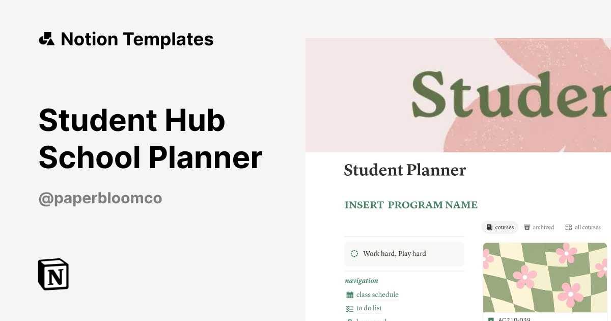 Student Hub School Planner Template | Notion Marketplace
