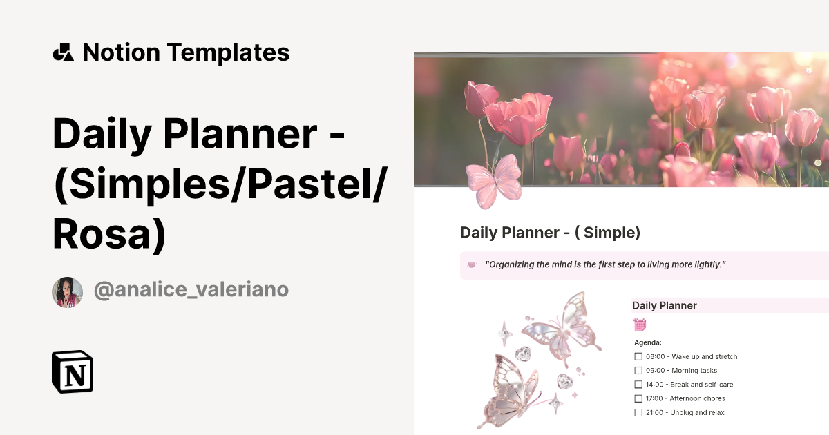 Daily Planner - (Simples/Pastel/Rosa) Template by Analice Valeriano ...