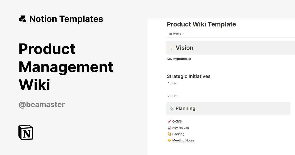 Product Management Wiki Template by Viktor | Notion Marketplace