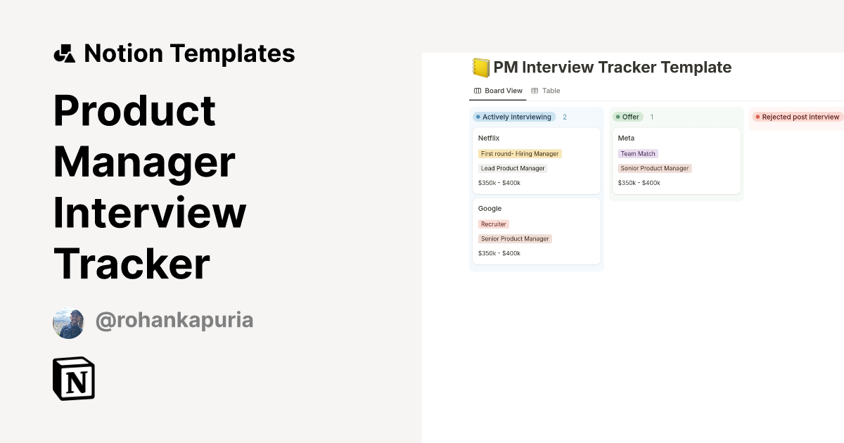 Product Manager Interview Tracker Template | Notion Marketplace