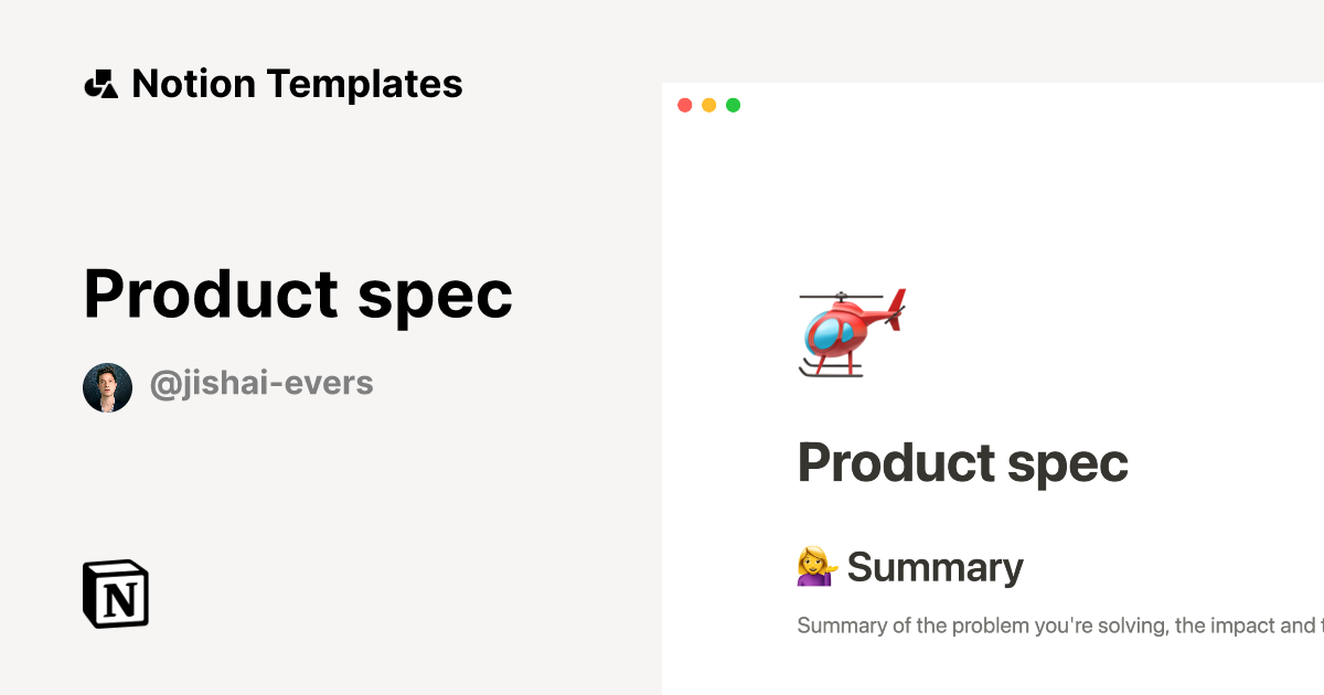 Product spec Template | Notion Marketplace