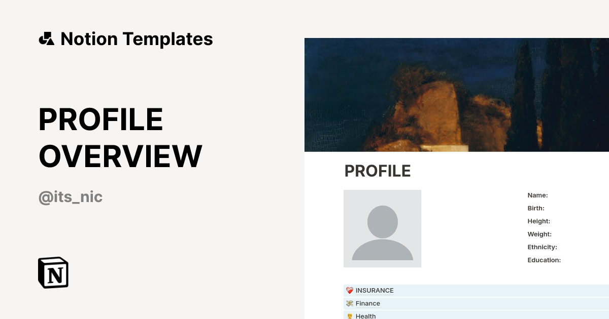 PROFILE OVERVIEW Template by Its.Nic | Notion Marketplace