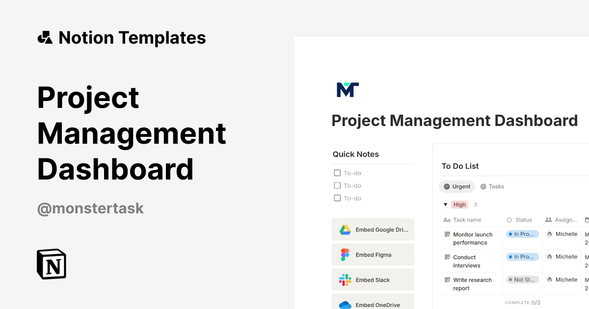 Project Management Dashboard Template | Notion Marketplace