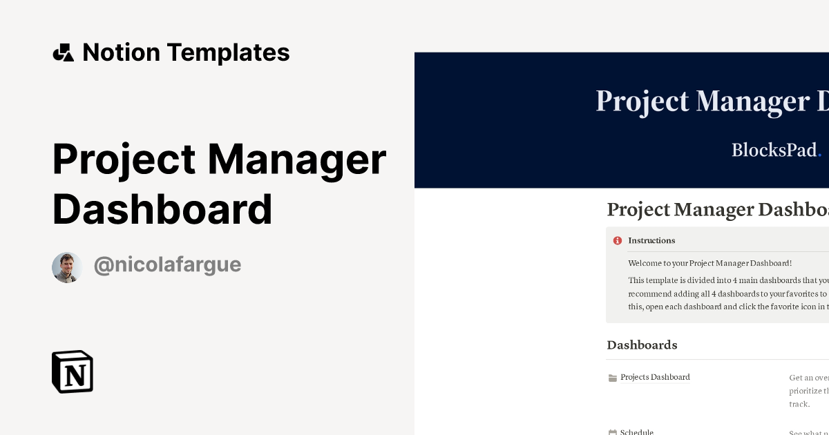 Project Manager Dashboard Template Notion Marketplace Project Manager Dashboard Template Notion Marketplace