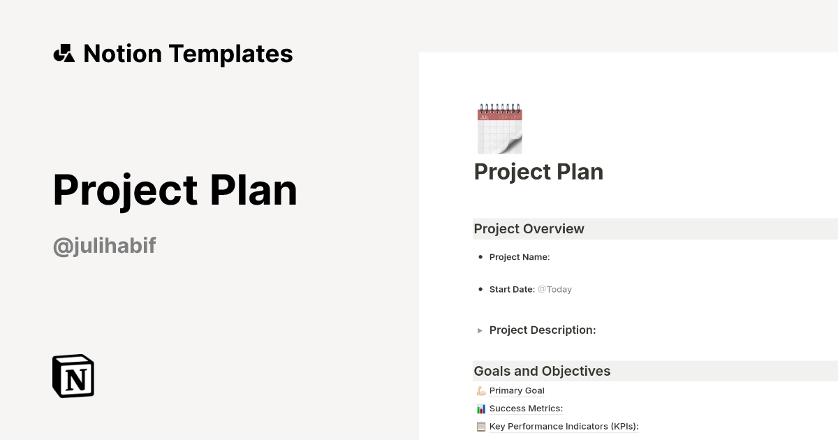 Project Plan Template by Julieta Habif | Notion Marketplace