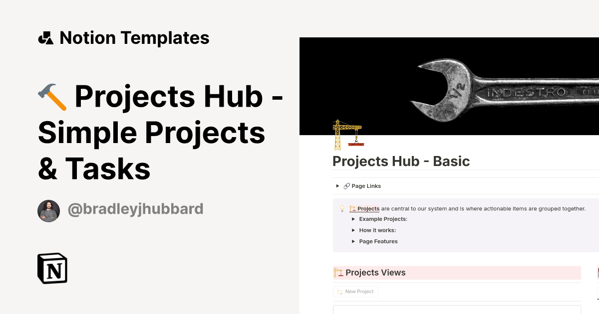 🔨 Projects Hub - Simple Projects & Tasks Template by Bradley J. Hubbard ...