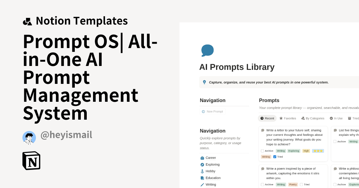 Prompt OS| All-in-One AI Prompt Management System Template | Notion ...
