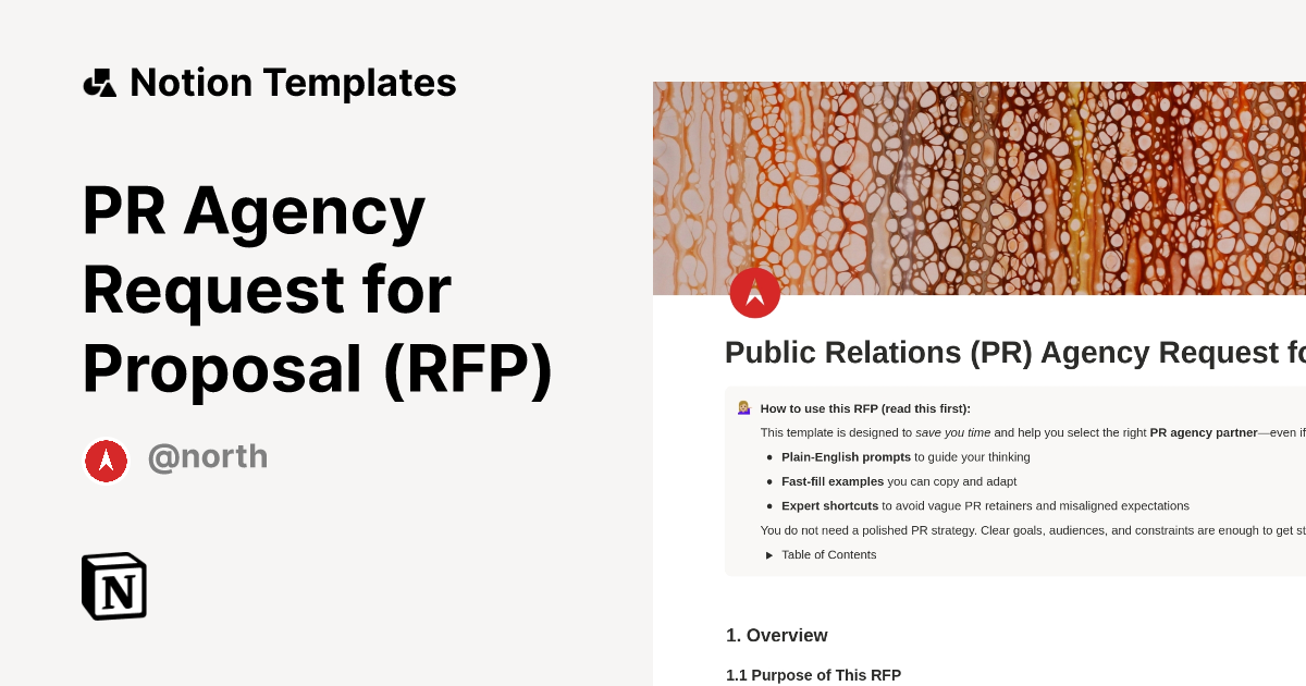 PR Agency Request for Proposal (RFP) Template | Notion Marketplace