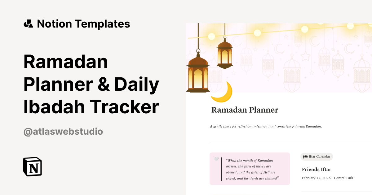 Ramadan Planner & Daily Ibadah Tracker Template by Atlas Web Studio ...