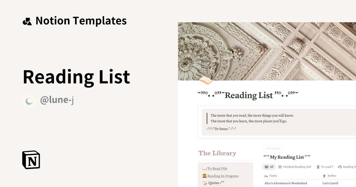 Reading List Template | Notion Marketplace