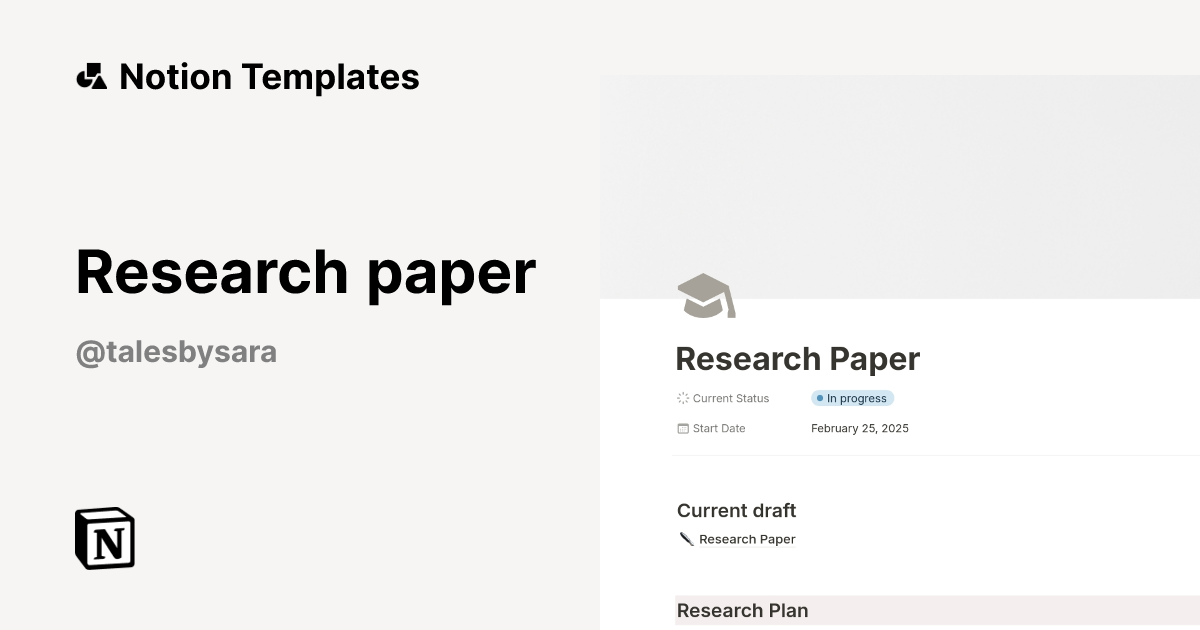 Research paper Template by Sara Sumbal | Notion Marketplace