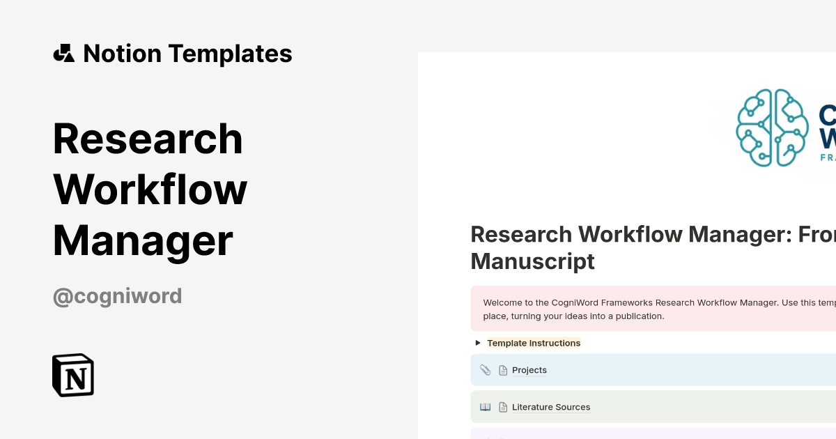 Research Workflow Manager Template | Notion Marketplace
