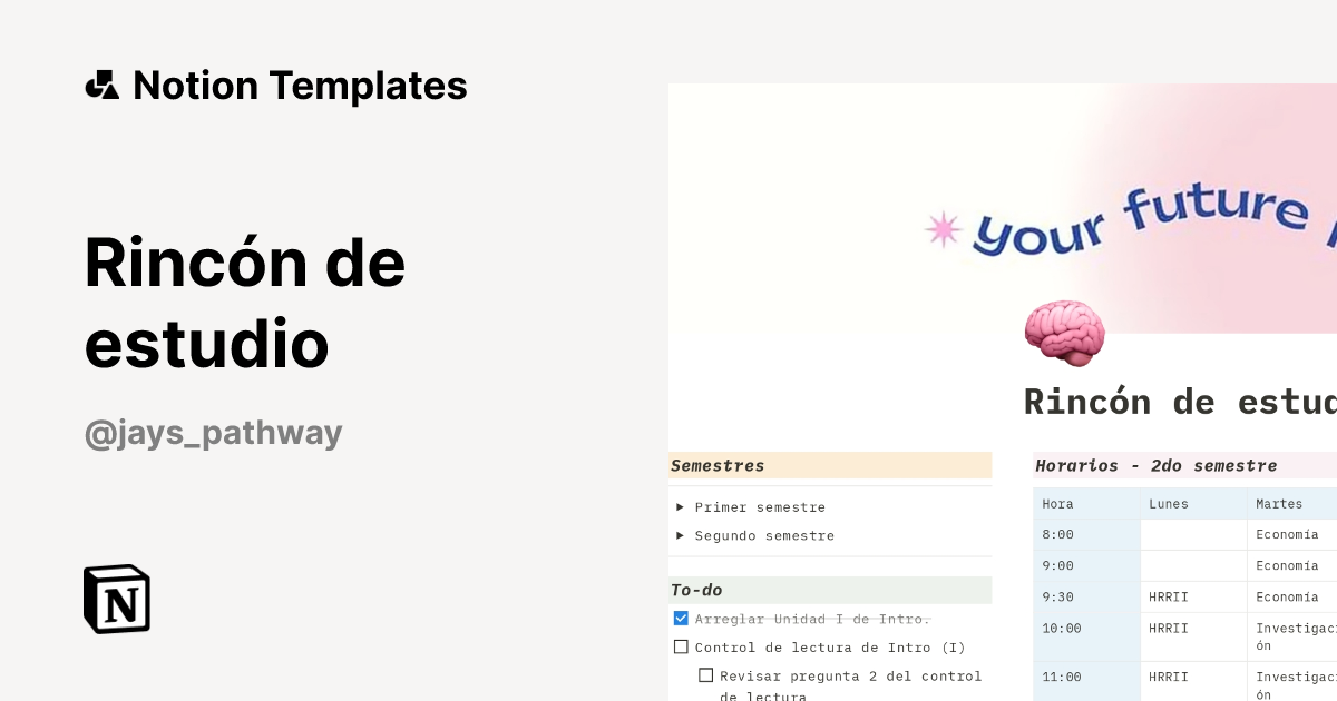 Rincón de estudio Template | Notion Marketplace
