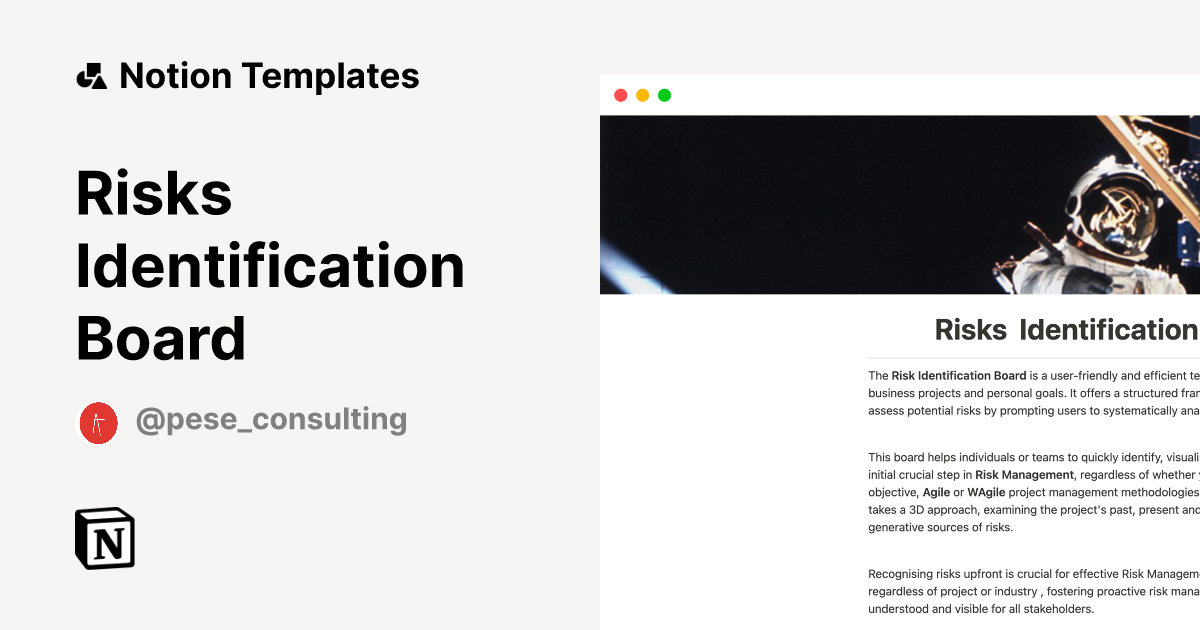 Risks Identification Board Template | Notion Marketplace
