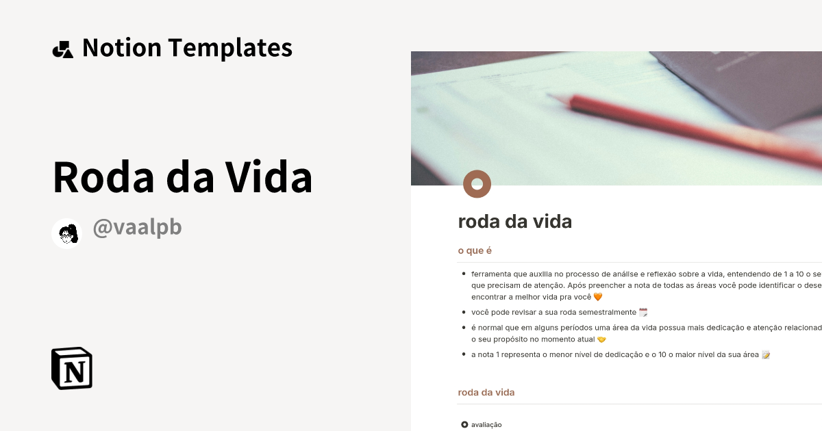Roda da Vida Template | Notion Marketplace