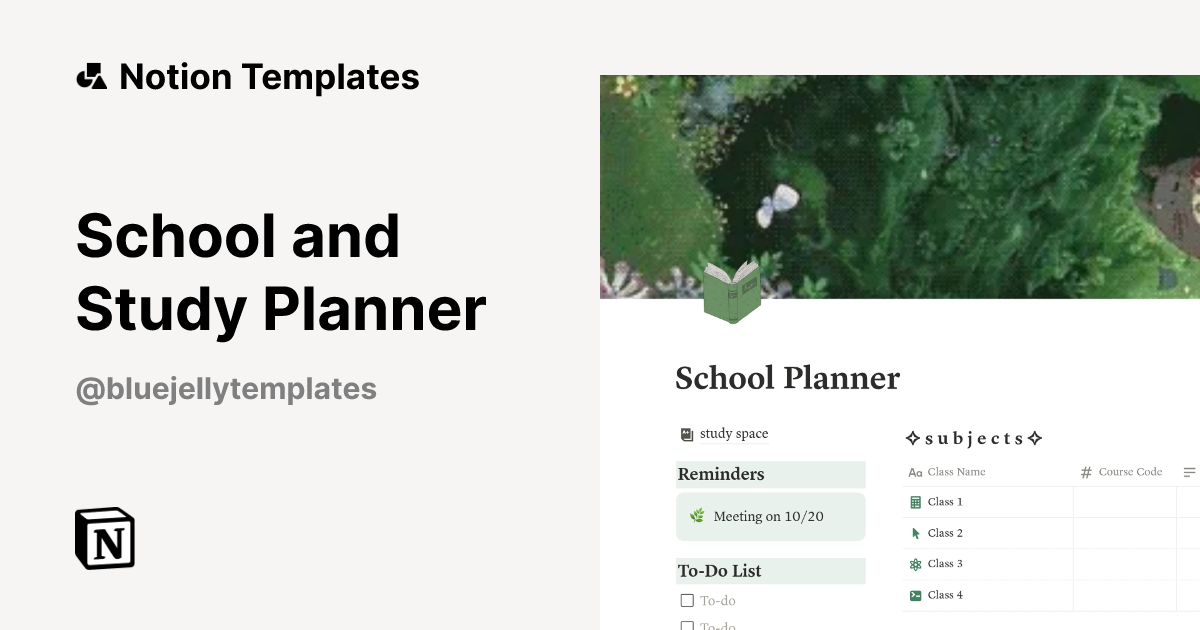 School and Study Planner Template by Blue Jelly | Notion Marketplace