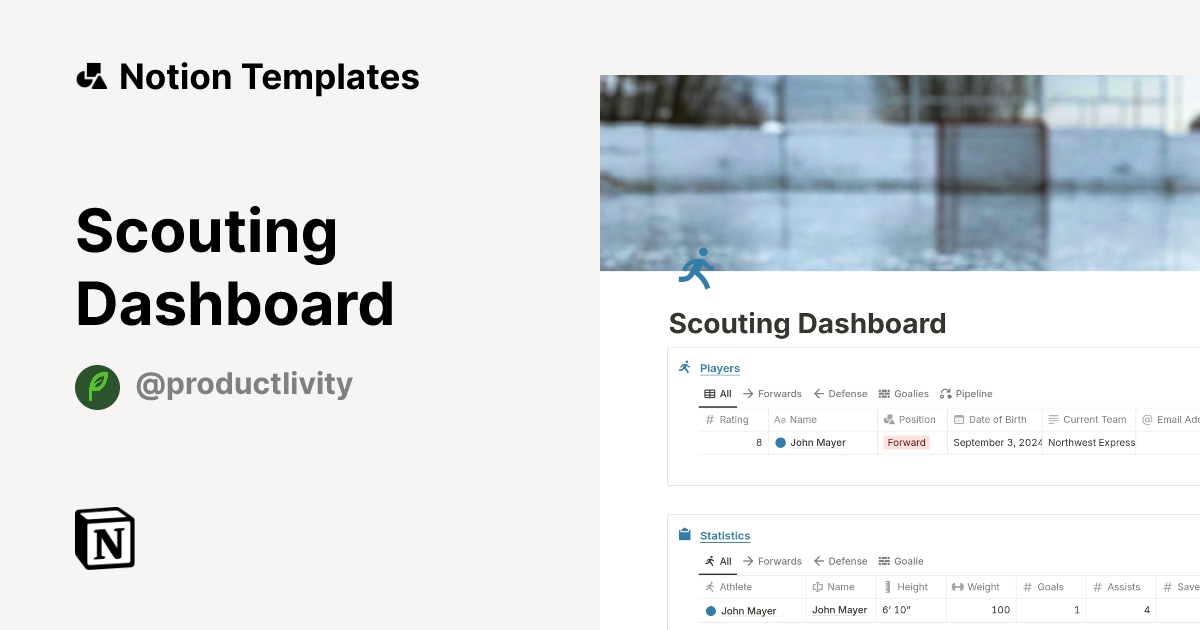 Scouting Dashboard Template | Notion Marketplace