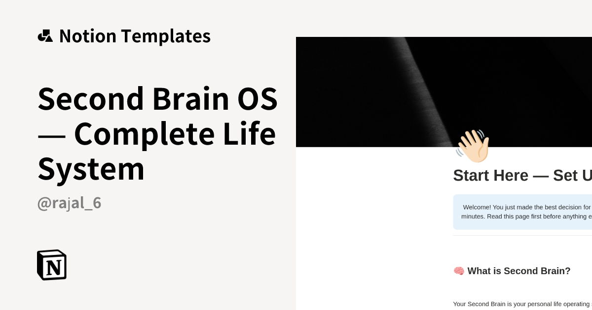 Second Brain OS — Complete Life System Template by Rajal Thakor ...