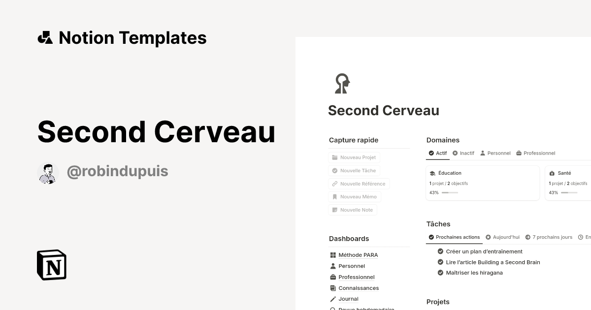 Second Cerveau Template Notion Marketplace — free download