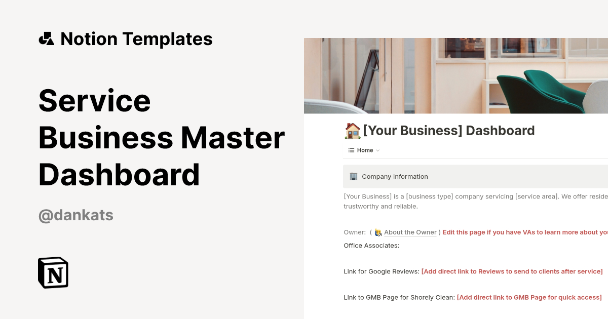 Service Business Master Dashboard Template | Notion Marketplace