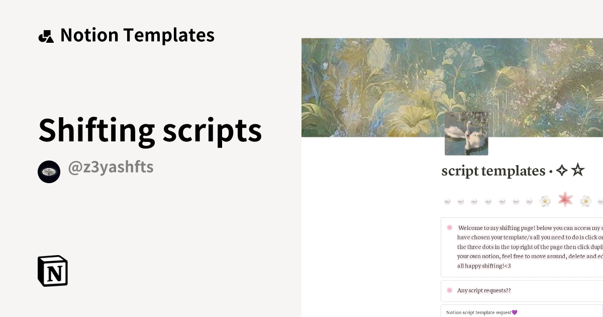 Shifting scripts Template | Notion Marketplace