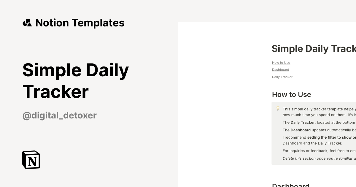 Simple Daily Tracker Template | Notion Marketplace