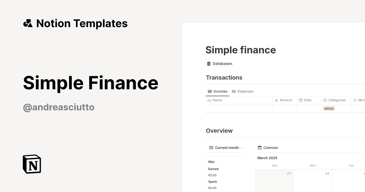 Simple Finance Template | Notion Marketplace