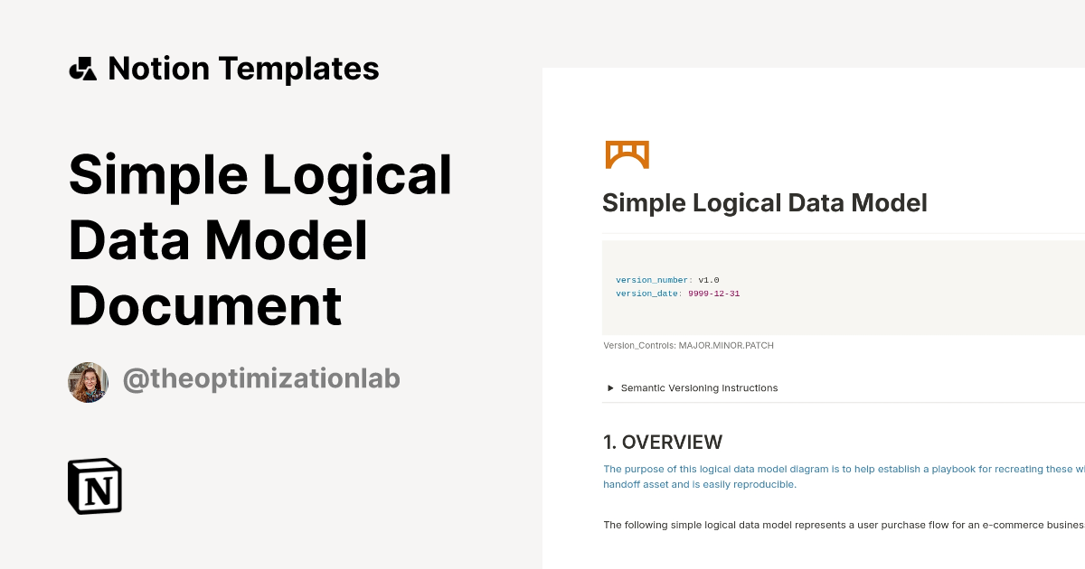 Simple Logical Data Model Document Template | Notion Marketplace