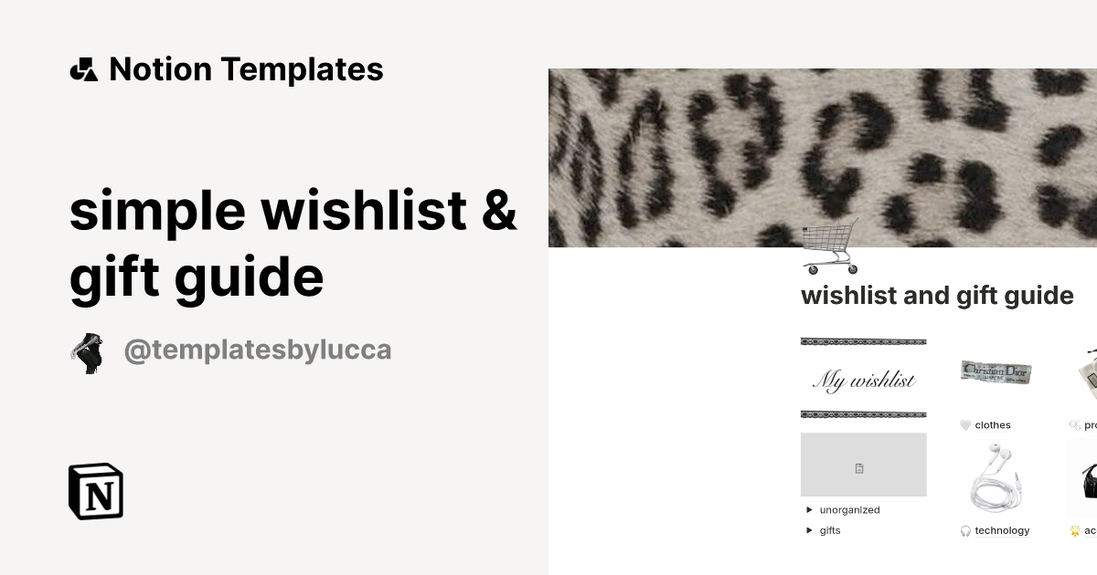 simple wishlist & gift guide Template by lucca | Notion Marketplace