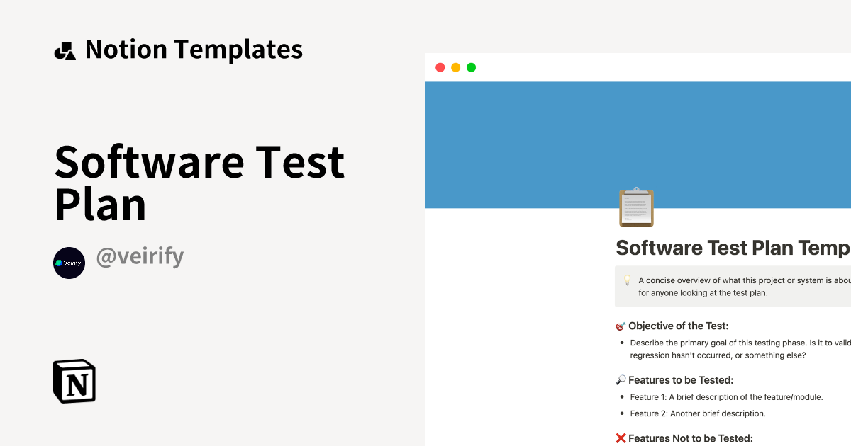 Software Test Plan Template | Notion Marketplace