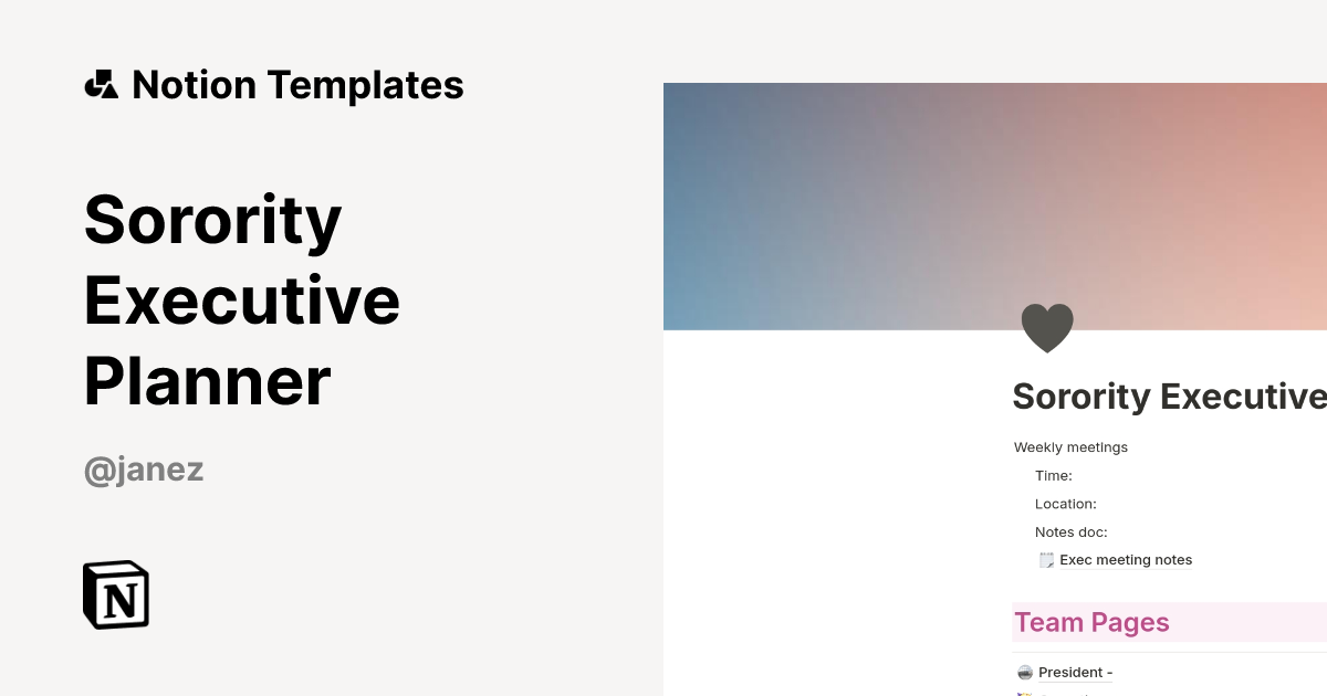 Sorority Executive Planner Template | Notion Marketplace
