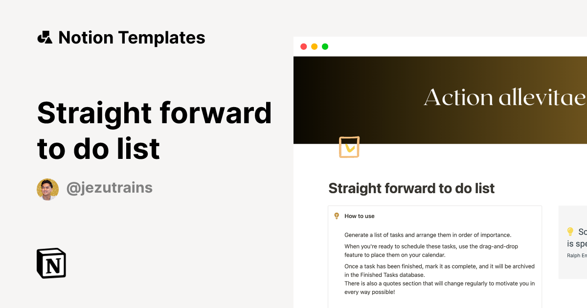 Straight forward to do list Template | Notion Marketplace