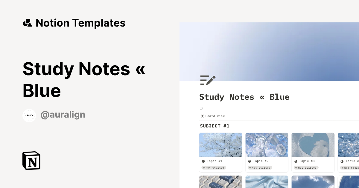 Study Notes « Blue Template | Notion Marketplace