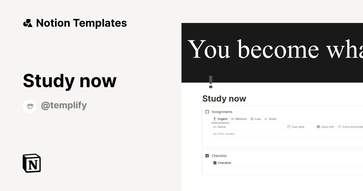 Study now Template by Templify | Notion Marketplace
