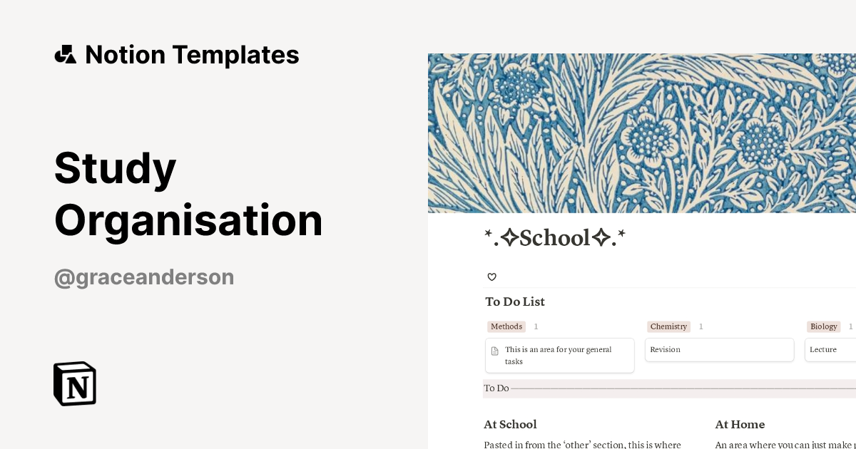 Study Organisation Template by Grace | Notion Marketplace