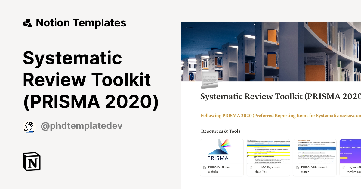 Systematic Review Toolkit (PRISMA 2020) Template by PhD Template Dev ...