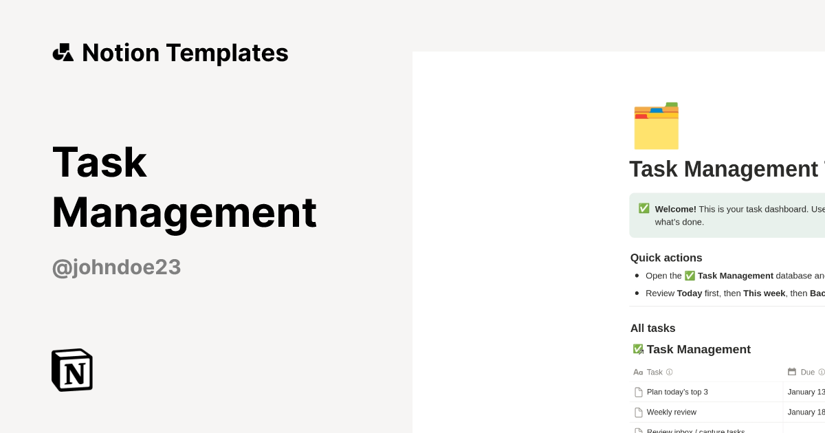 Task Management Template | Notion Marketplace