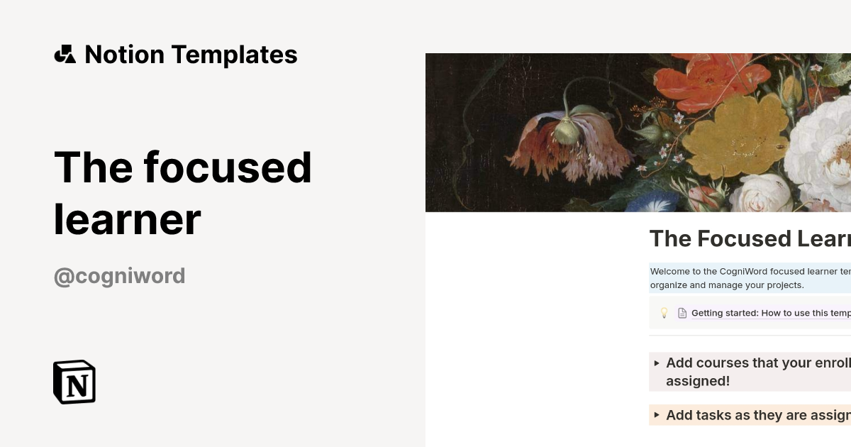 The focused learner Template | Notion Marketplace