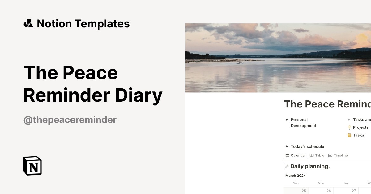 The Peace Reminder Diary Template by The Peace Reminder | Notion ...