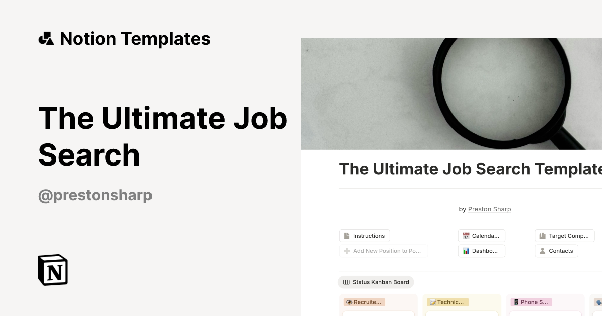 The Ultimate Job Search Template by Preston Sharp | Notion Marketplace