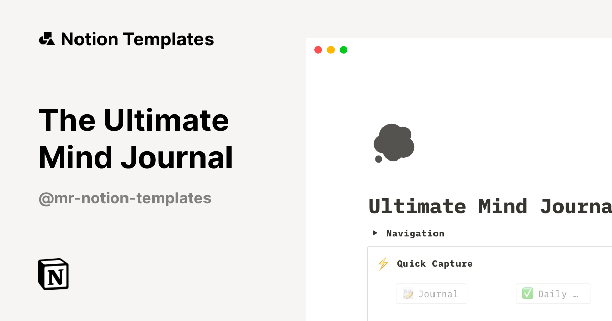 The Ultimate Mind Journal Template by Mr. Notion Templates | Notion ...