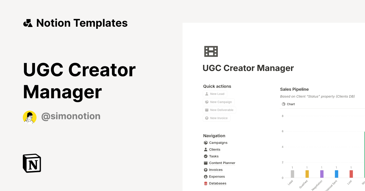 UGC Creator Manager Template by Simo | Notion Marketplace