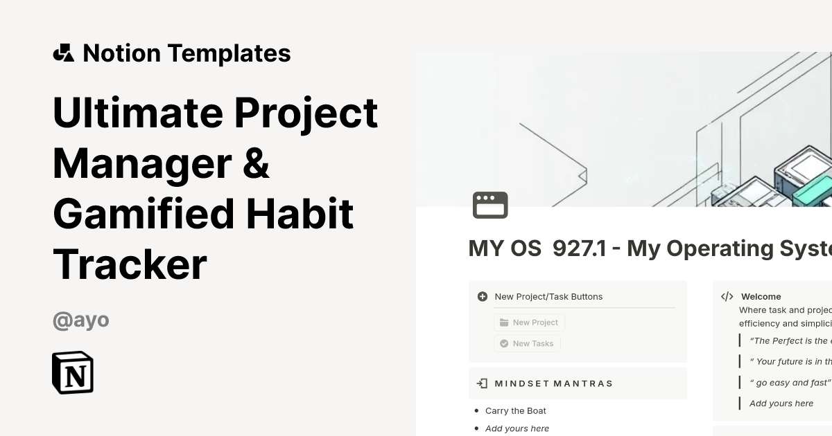 Ultimate Project Manager & Gamified Habit Tracker Template by Sheila ...