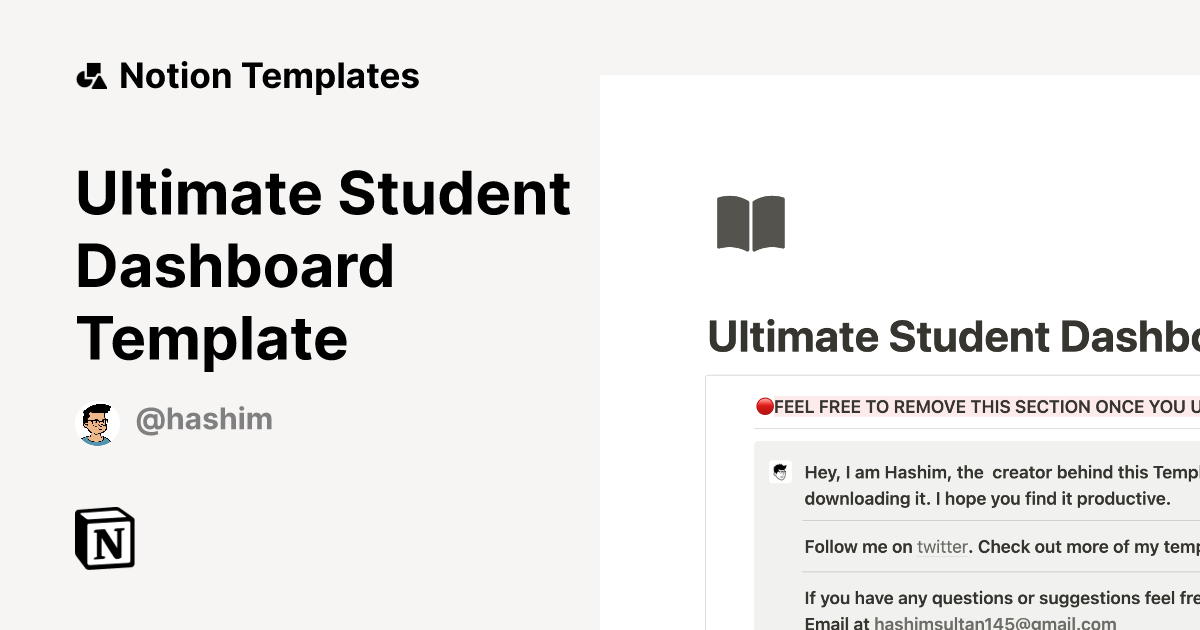 Ultimate Student Dashboard Template Template | Notion Marketplace