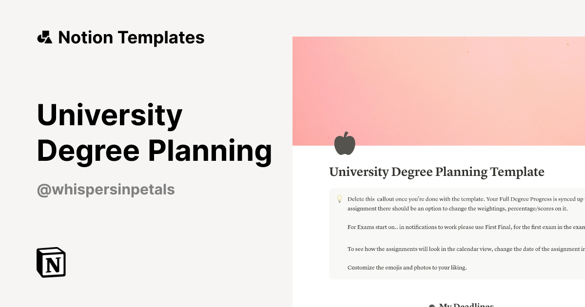 University Degree Planning Template | Notion Marketplace