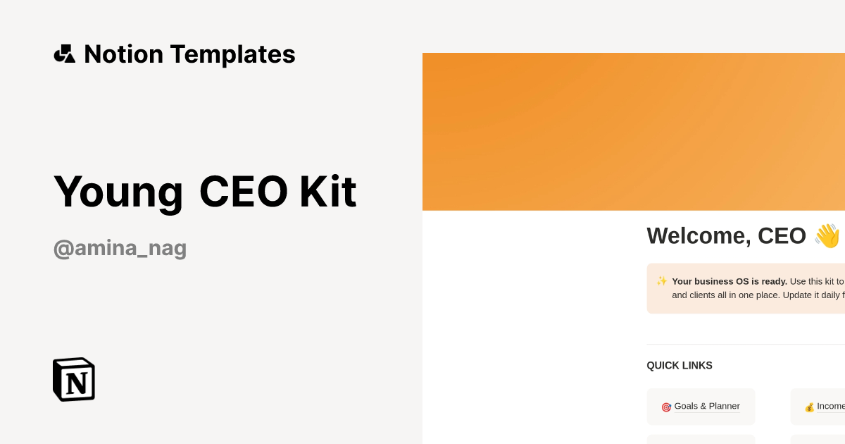 Young CEO Kit Template by Amina | Notion Marketplace