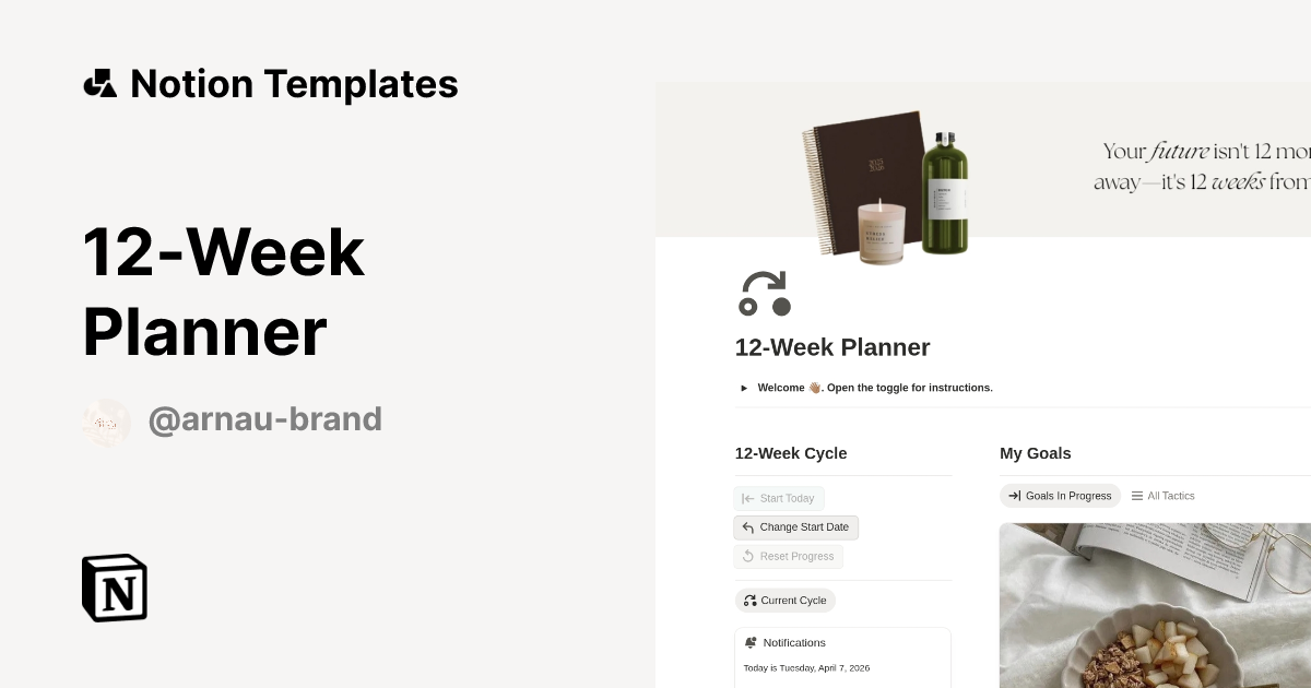 12 week planner template by rajashree notion marketplace
