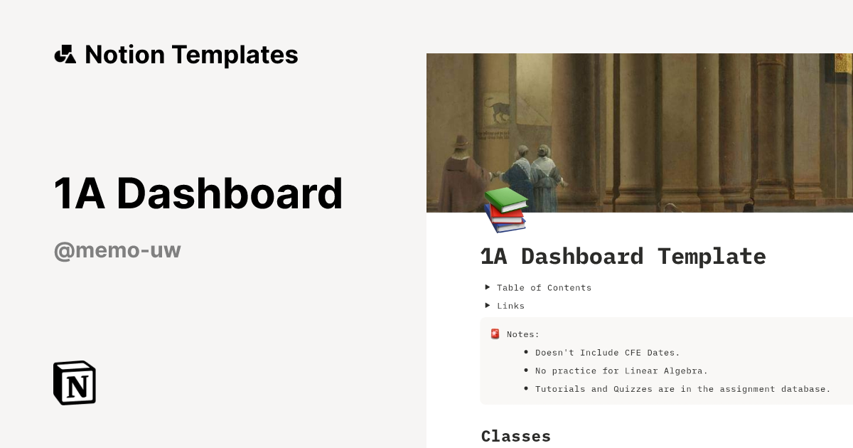 1A Dashboard Template | Notion Marketplace