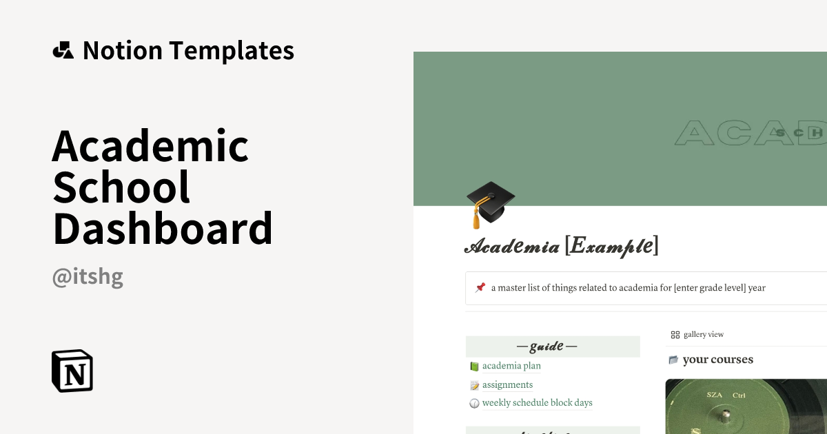 Academic School Dashboard Template by hg | Notion Marketplace