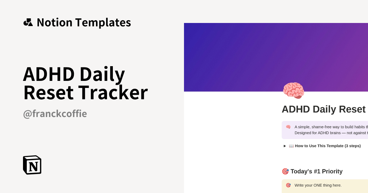 ADHD Daily Reset Tracker Template | Notion Marketplace